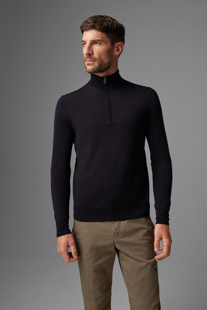 Jouri half-zippered sweater in Navy blue 2