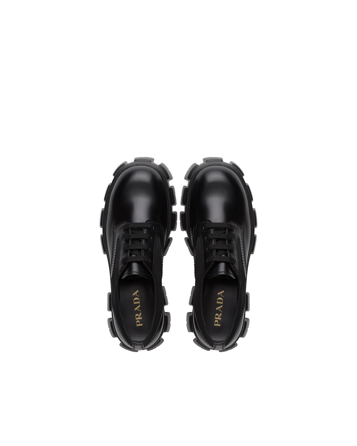 Prada Monolith brushed leather and nylon lace-up shoes - 4