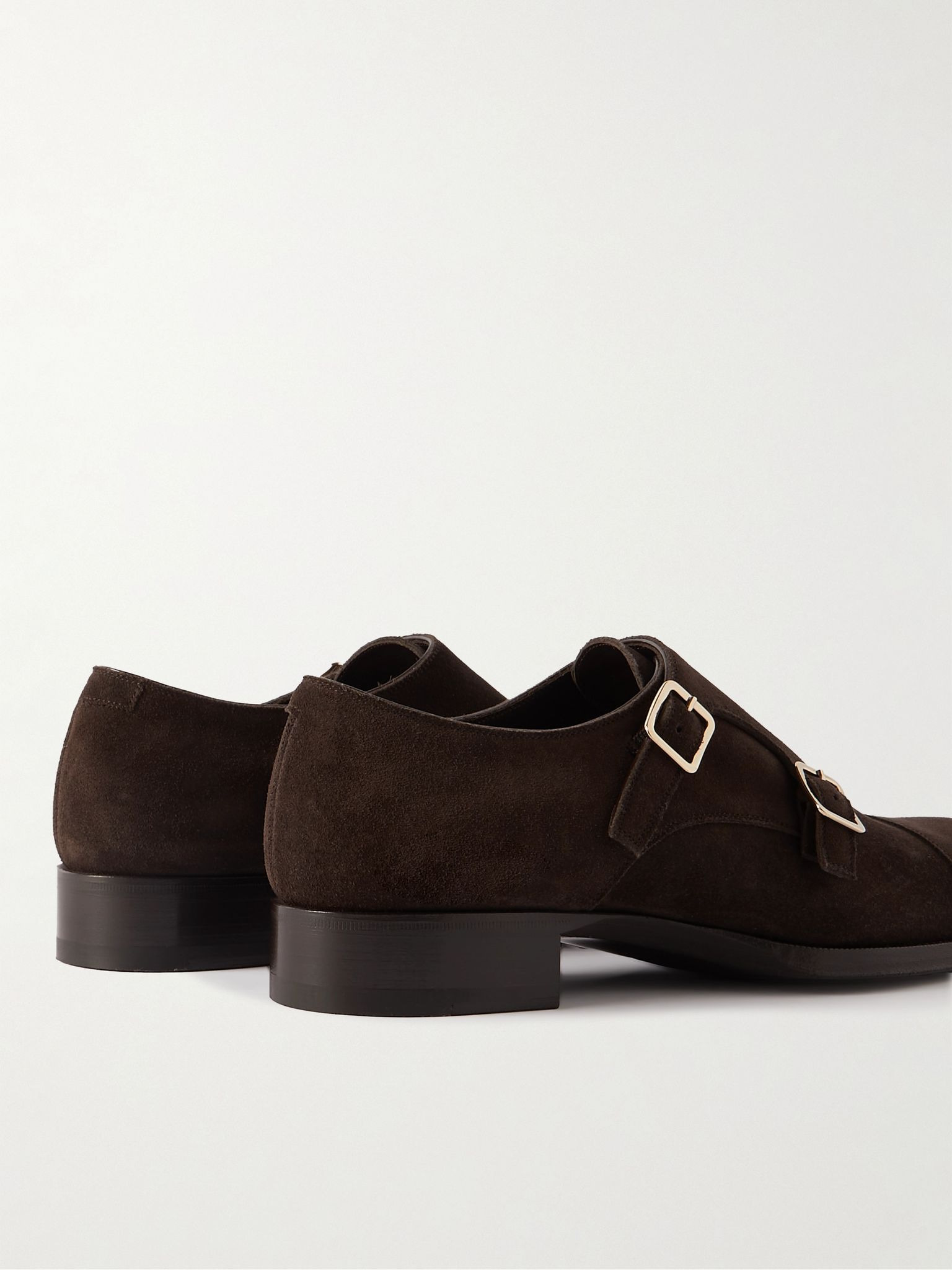 Elkan Suede Monk-Strap Shoes Brown - 5