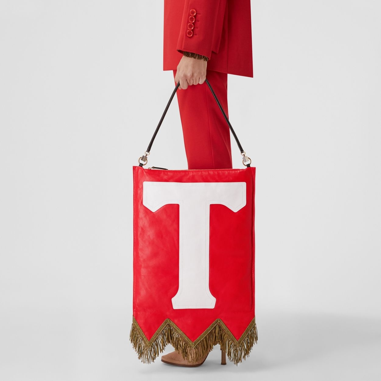 Letter Motif Lambskin Flag Bag - 2