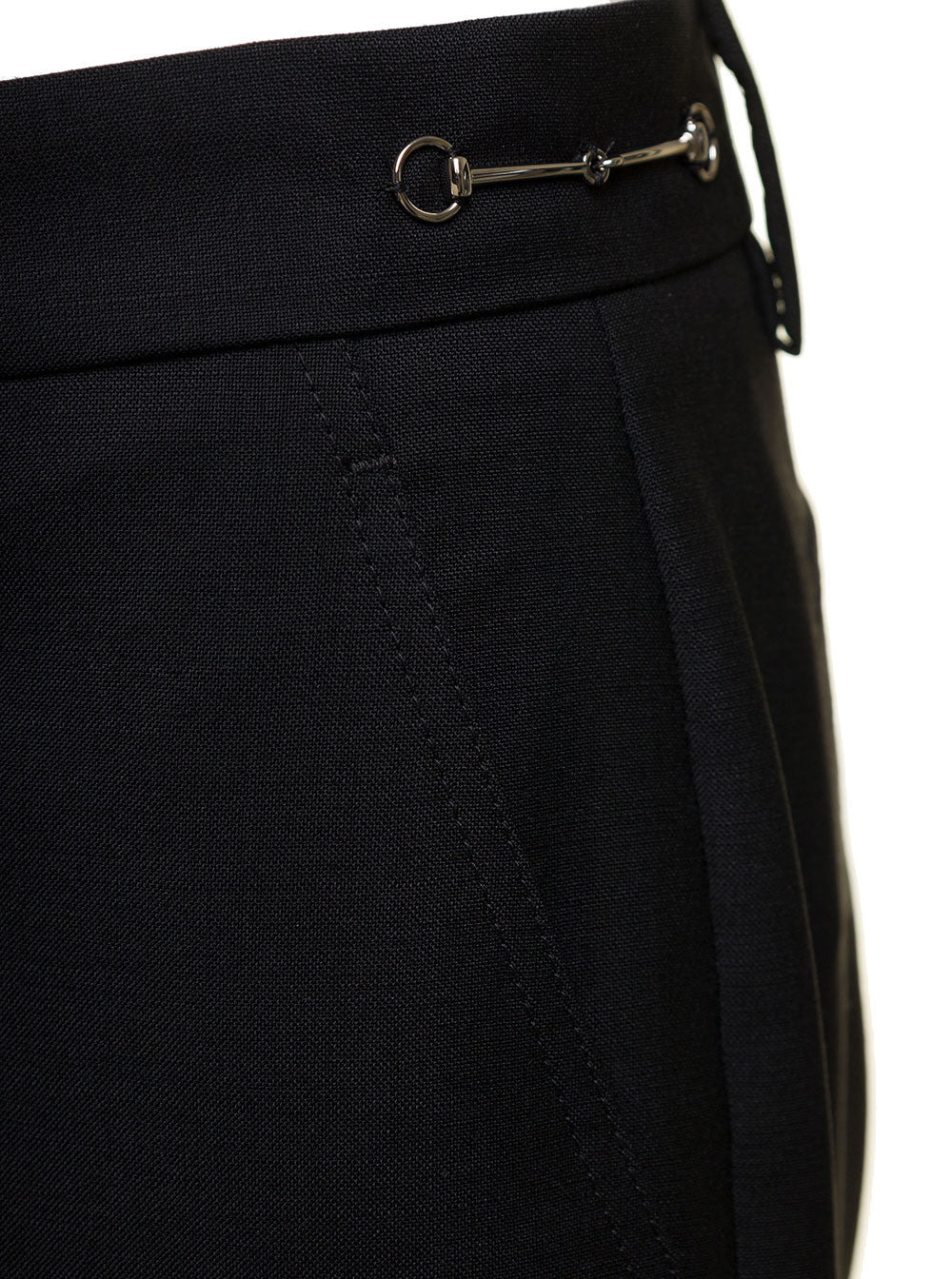 Gucci Women Black Slim Pants With Horsebit Detail In Mohair And Wool Woman - 3