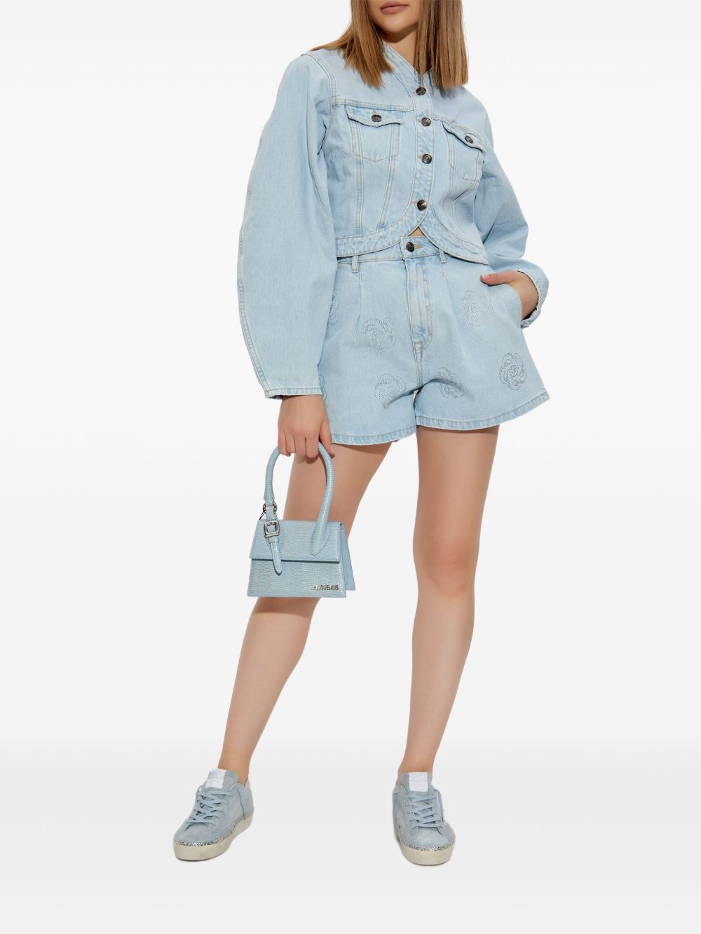 studded denim shorts - 2
