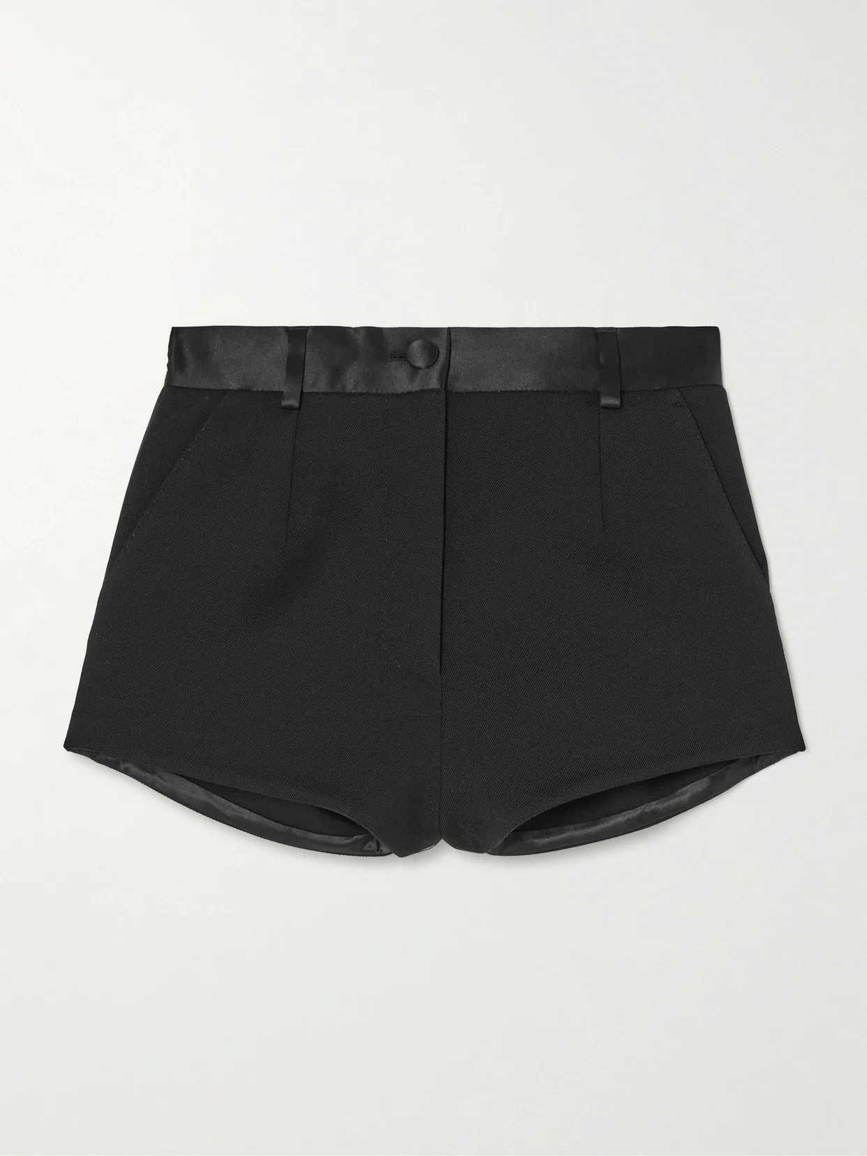 Satin-trimmed Wool-blend Shorts - 1