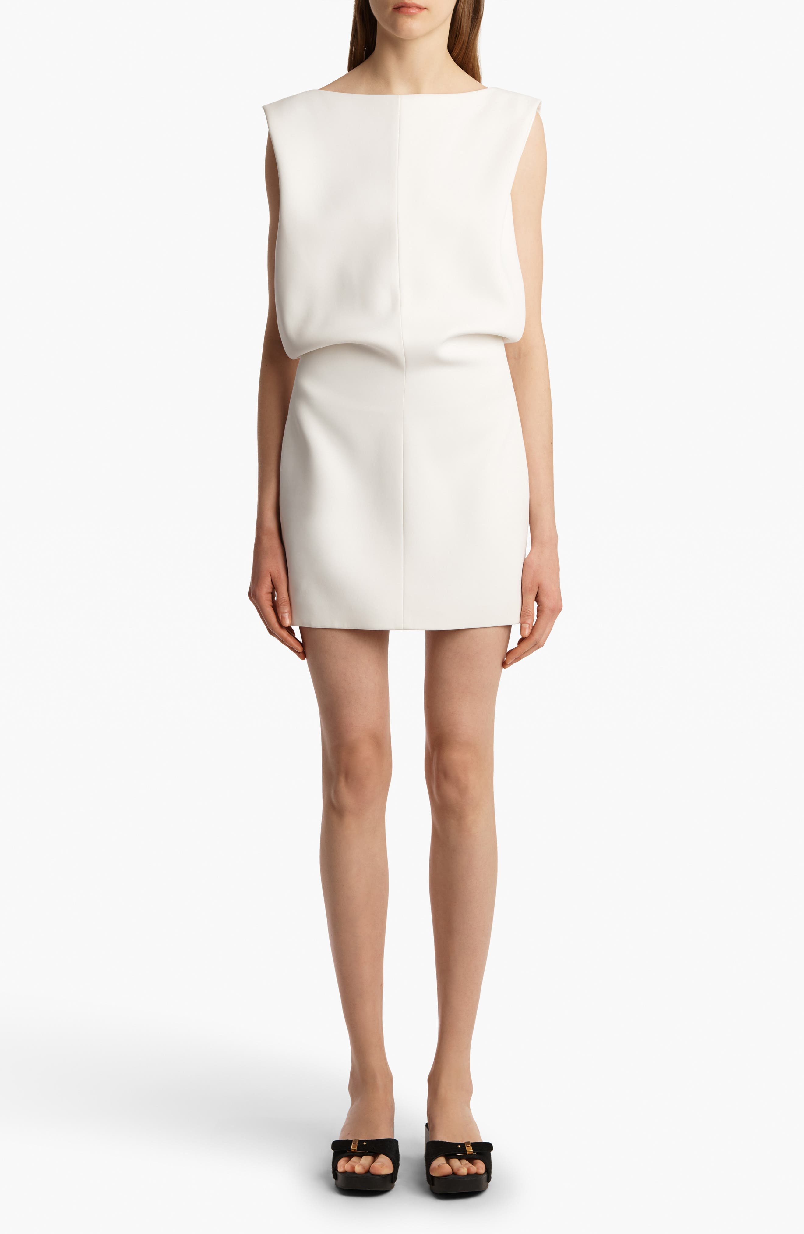 Khaite Toma Bonded Crepe Minidress in Chalk at Nordstrom - 5