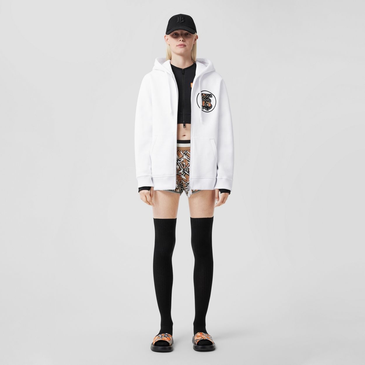 Monogram Motif Cotton Blend Hooded Top - 5