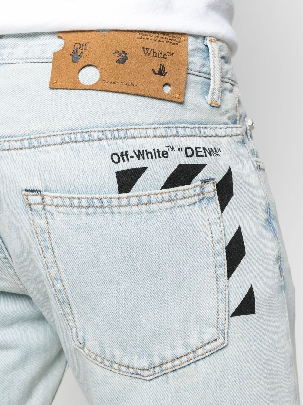 diagonal stripe slim-fit jeans - 8