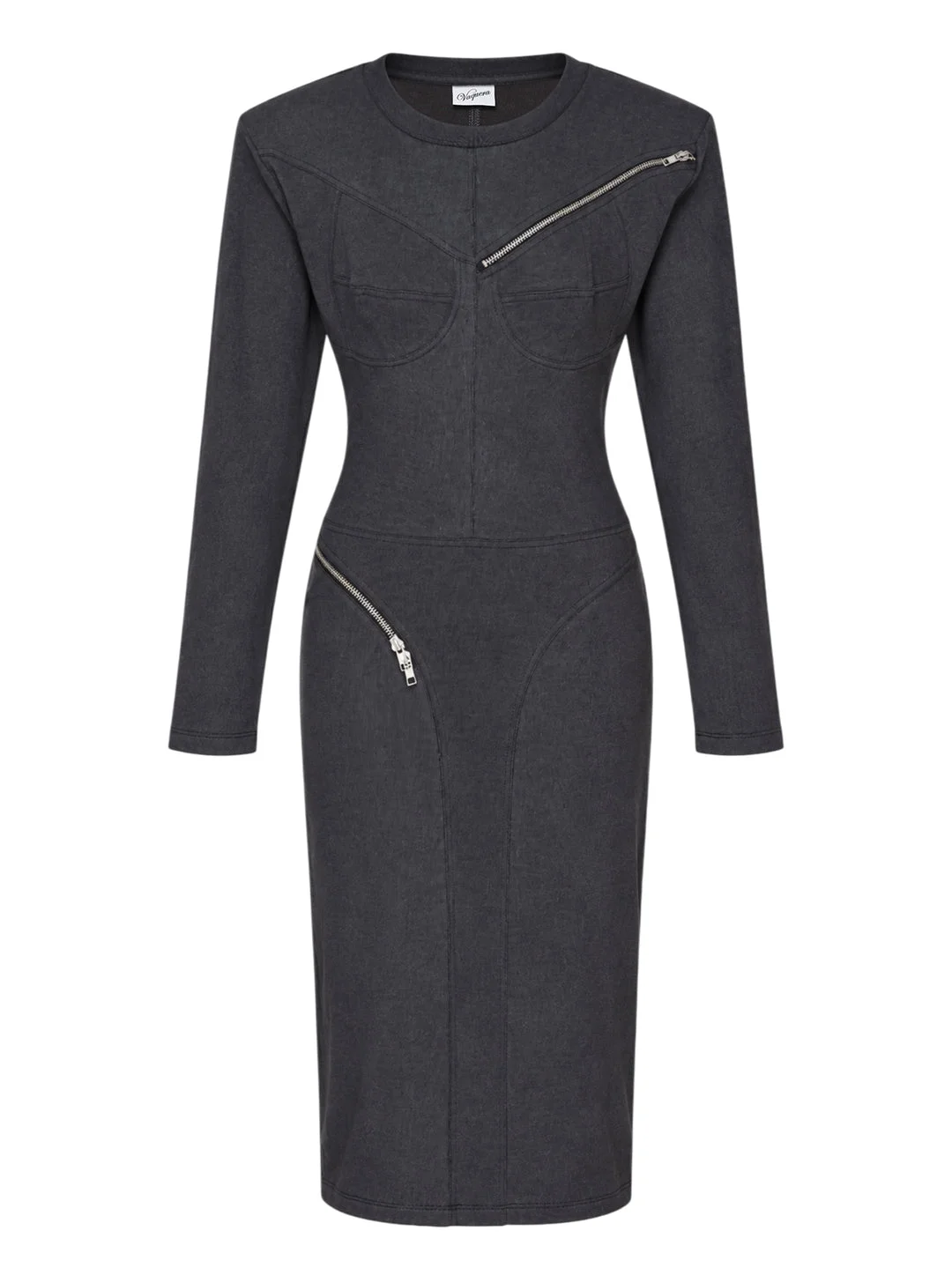 Zipper Knit Dress - 1