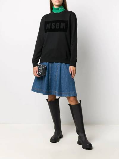 MSGM logo print long-sleeved sweatshirt outlook