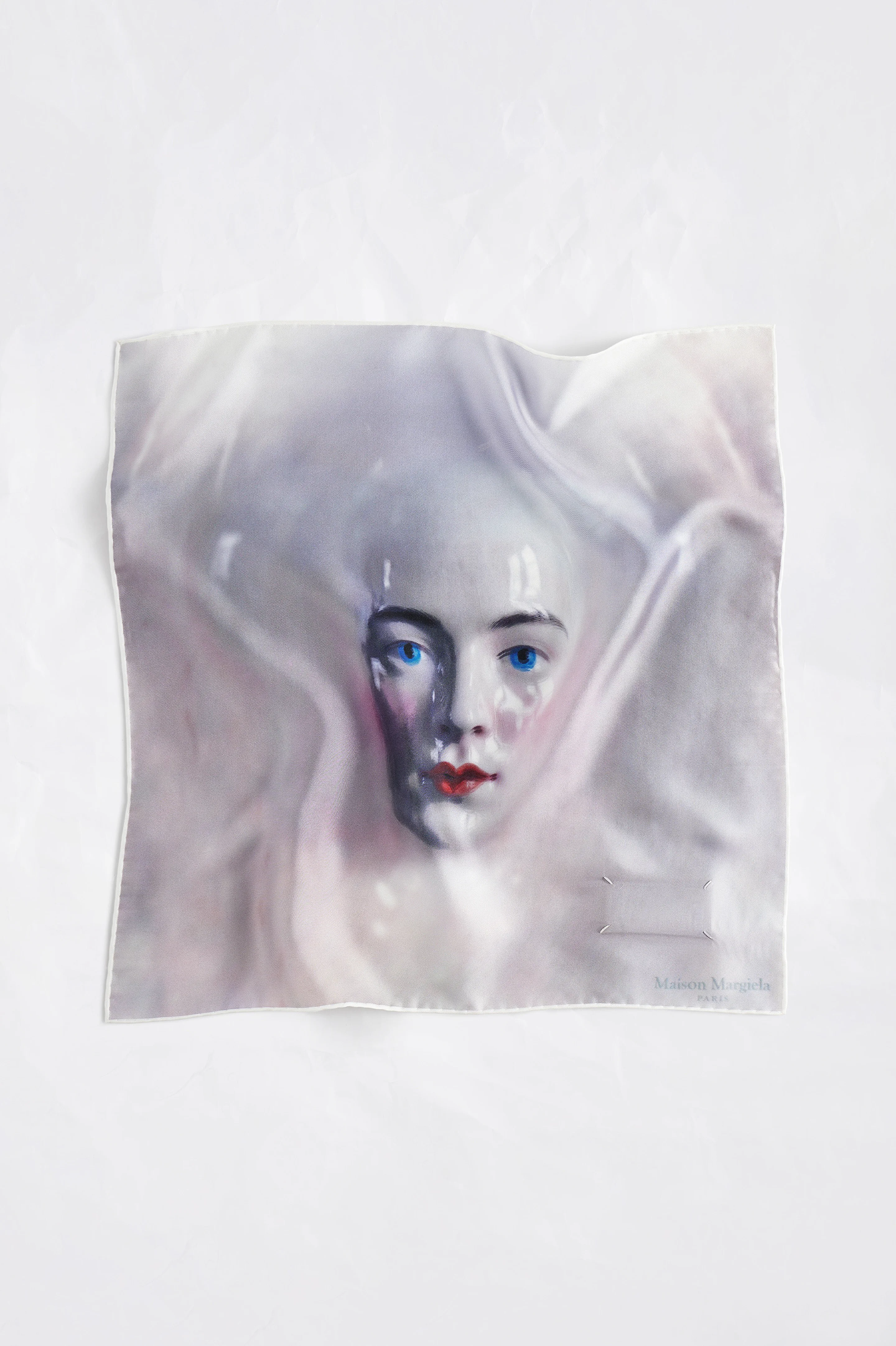 Porcelain Doll Print Silk Scarf - 1