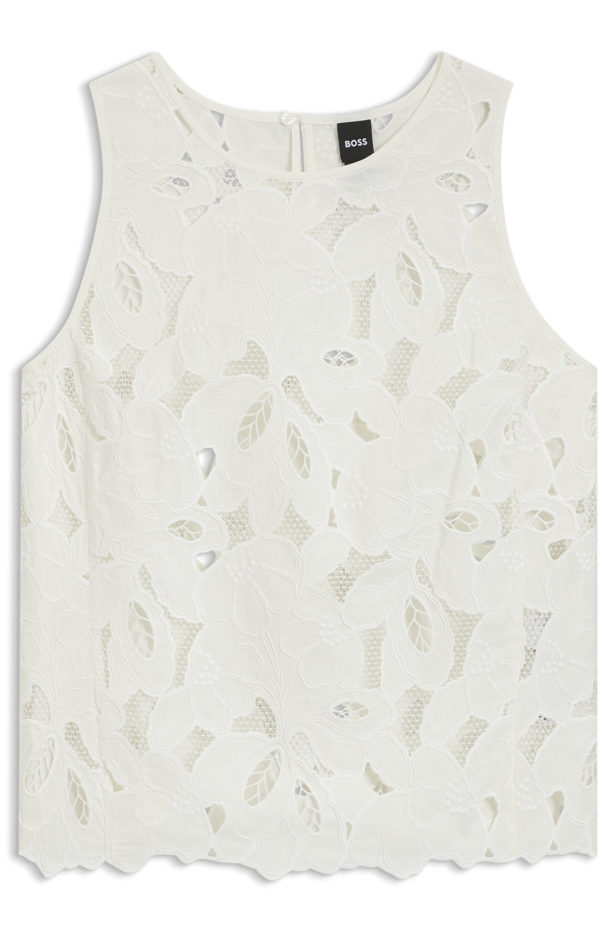 SLEEVELESS BLOUSE WITH BRODERIE ANGLAISE - 1