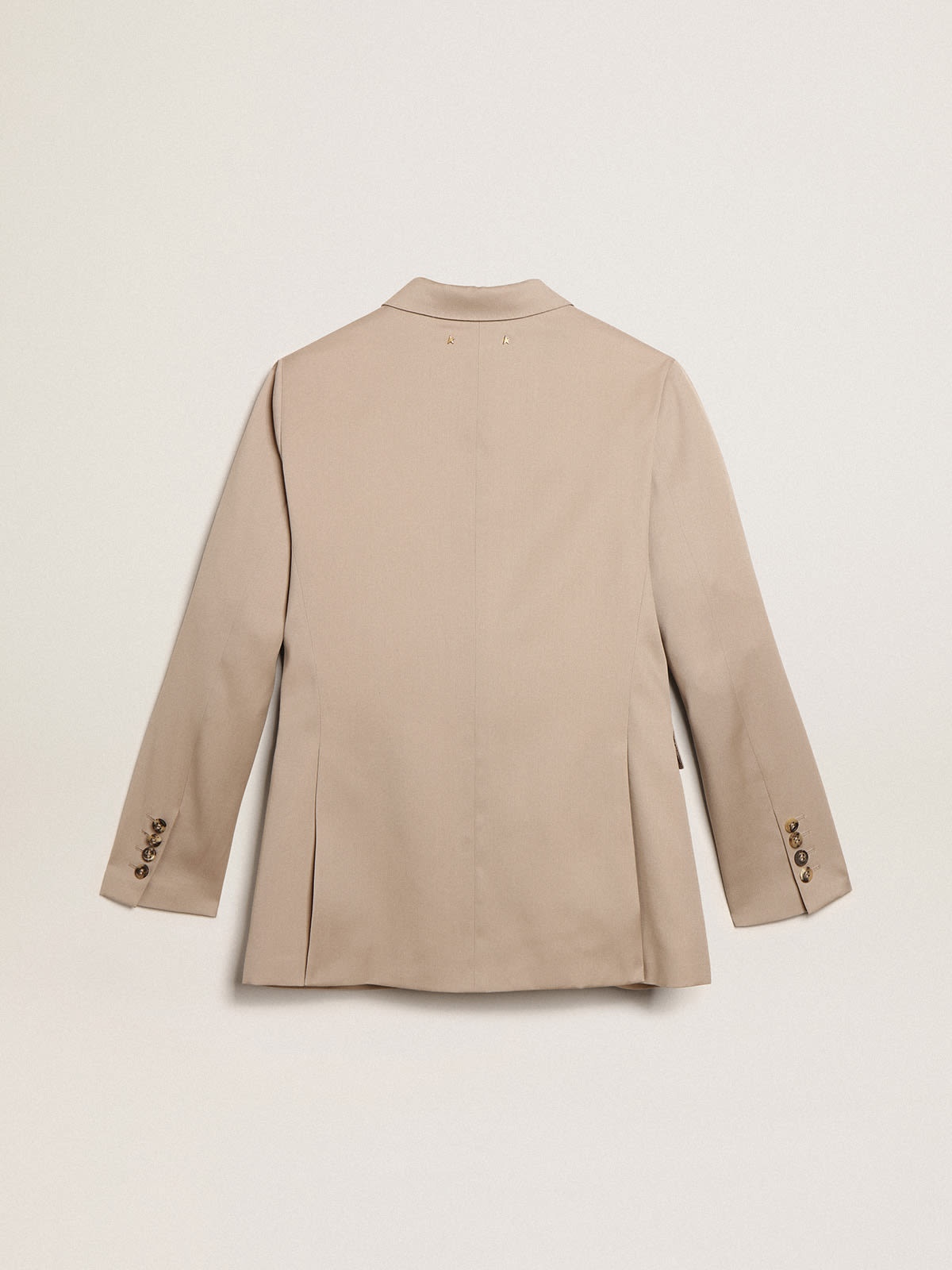 Double-breasted blazer in light beige wool gabardine - 6