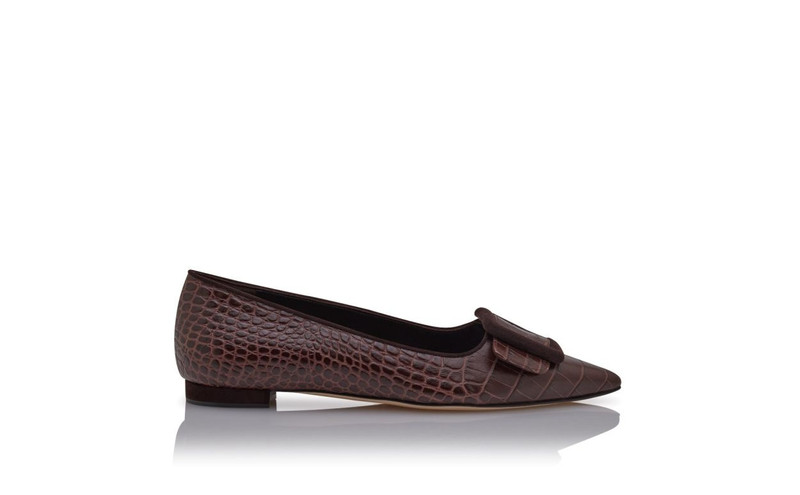 Brown Calf Leather Flat Pumps 1
