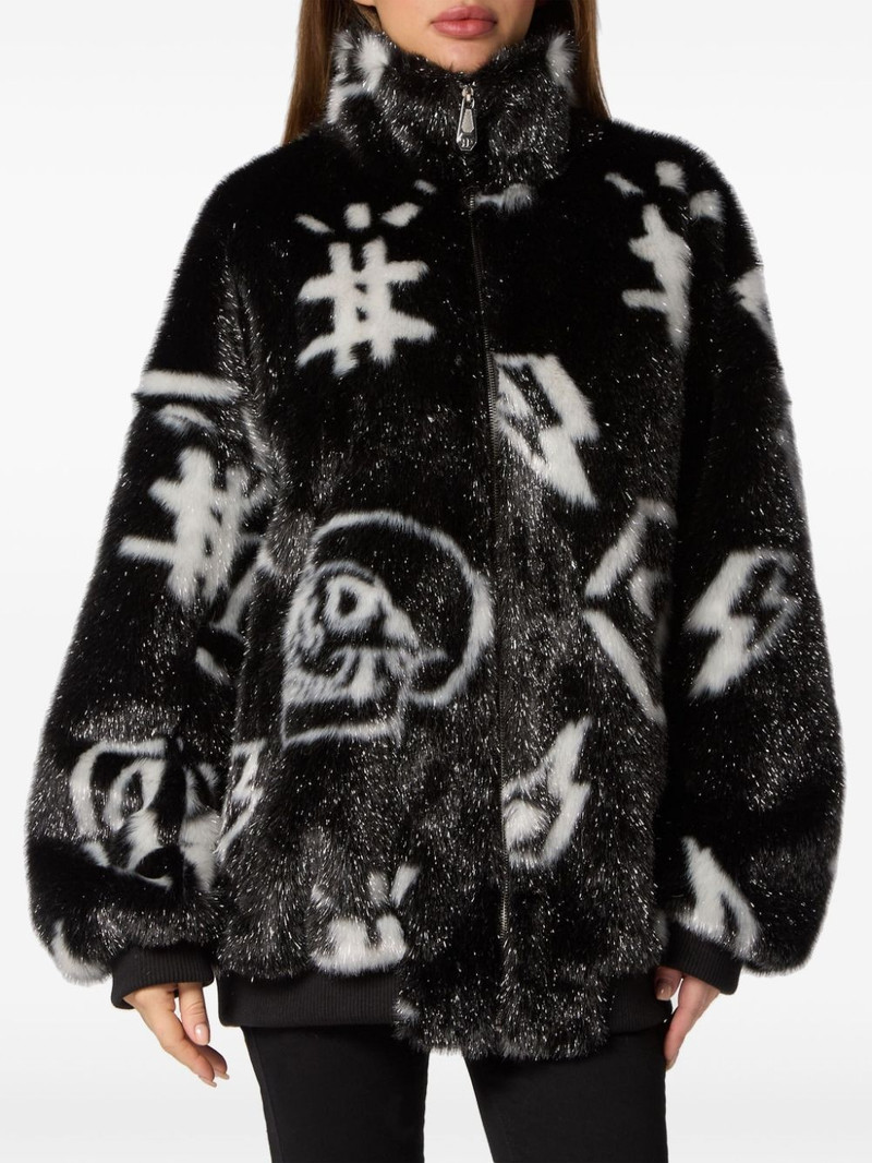 PHILIPP PLEIN monogram-print zip-up jacket outlook