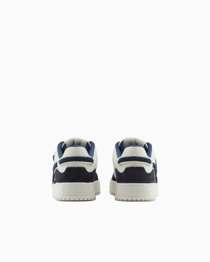 EMPORIO ARMANI NYLON AND SUEDE SNEAKERS WITH A CONTRASTING OVERSIZED LOGO outlook