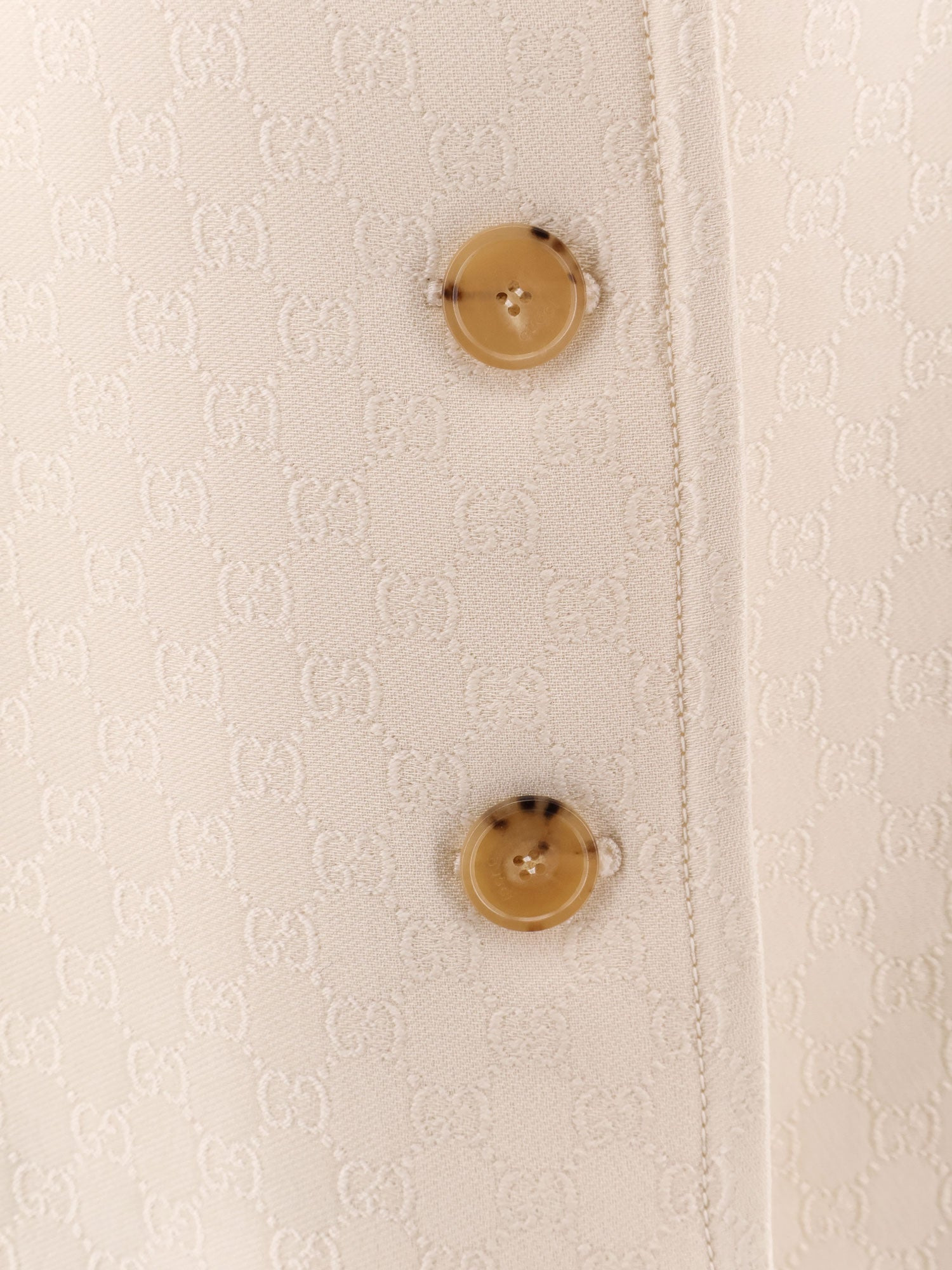 Wool And Silk Crepe Coat With All-Over Gg Motif - 5