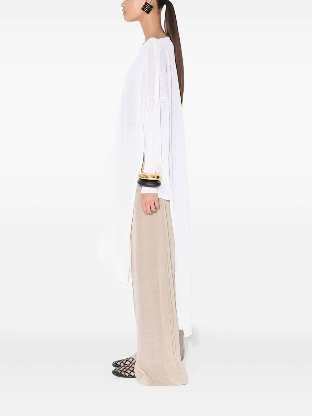 side-opening linen-silk blend top - 3