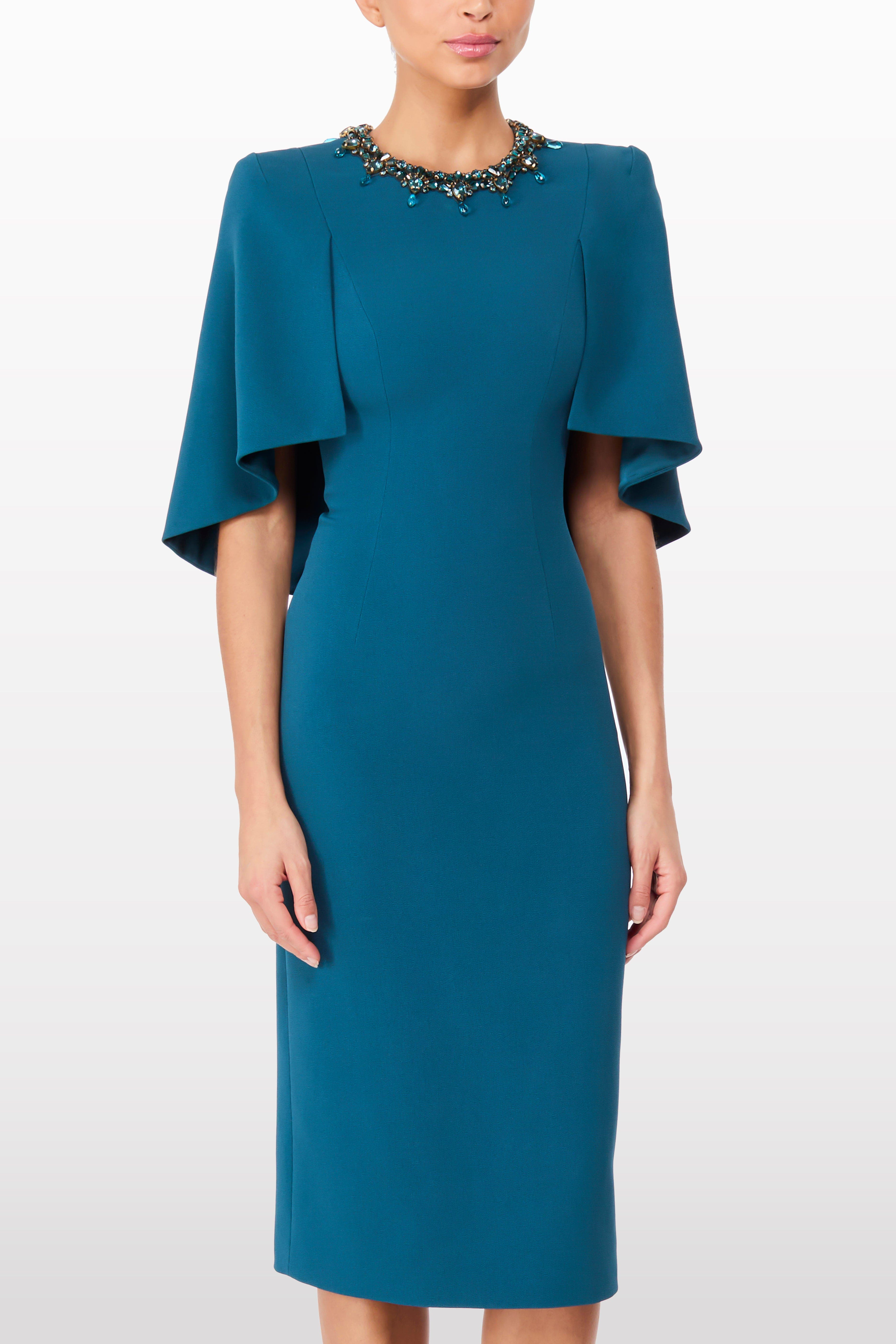 Jenny Packham Ursa Embellished-Neck Midi Dress in Mosaic Blue at Nordstrom - 2