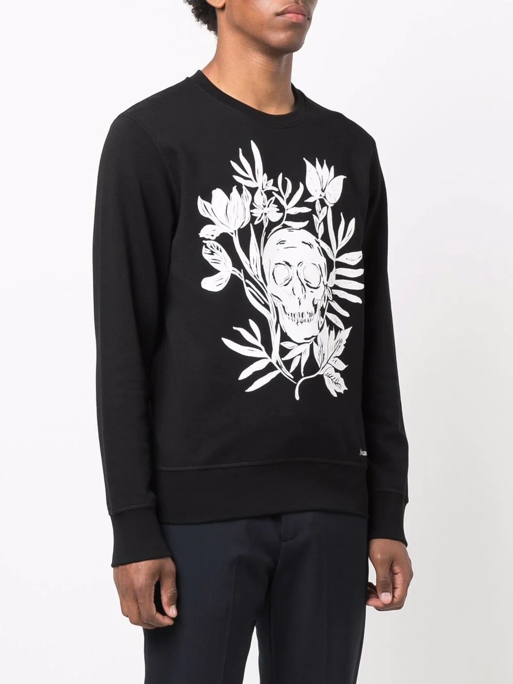 skull floral-print crew-neck sweatshirt - 3