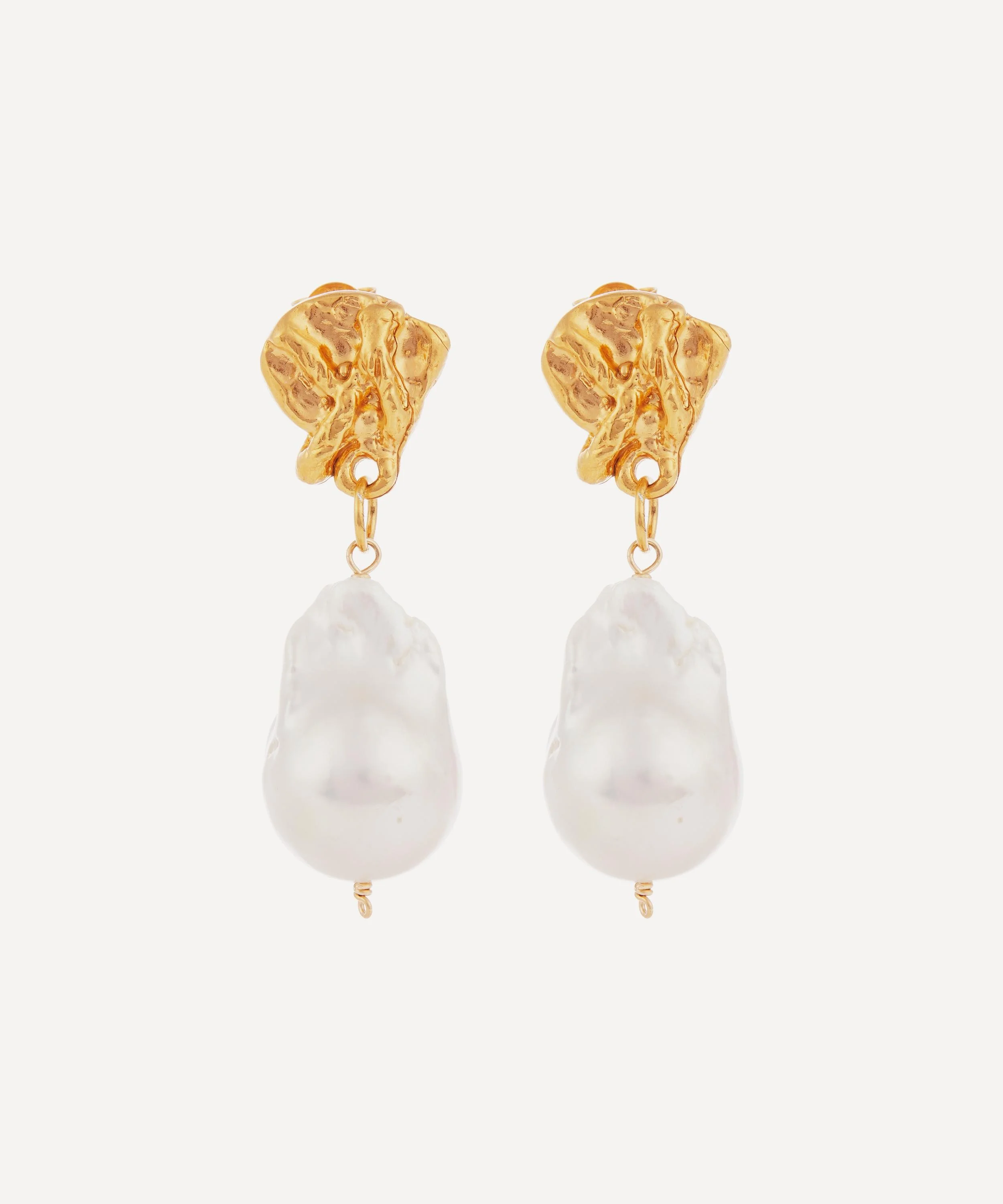 Gold-Plated The Fragment of Light Baroque Pearl Drop Earrings - 1