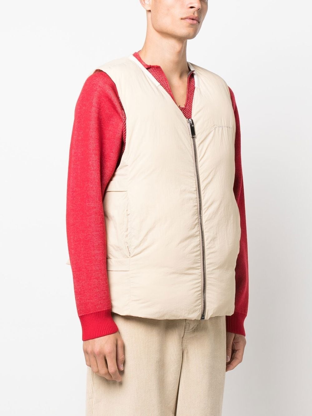 padded V-neck gilet - 3