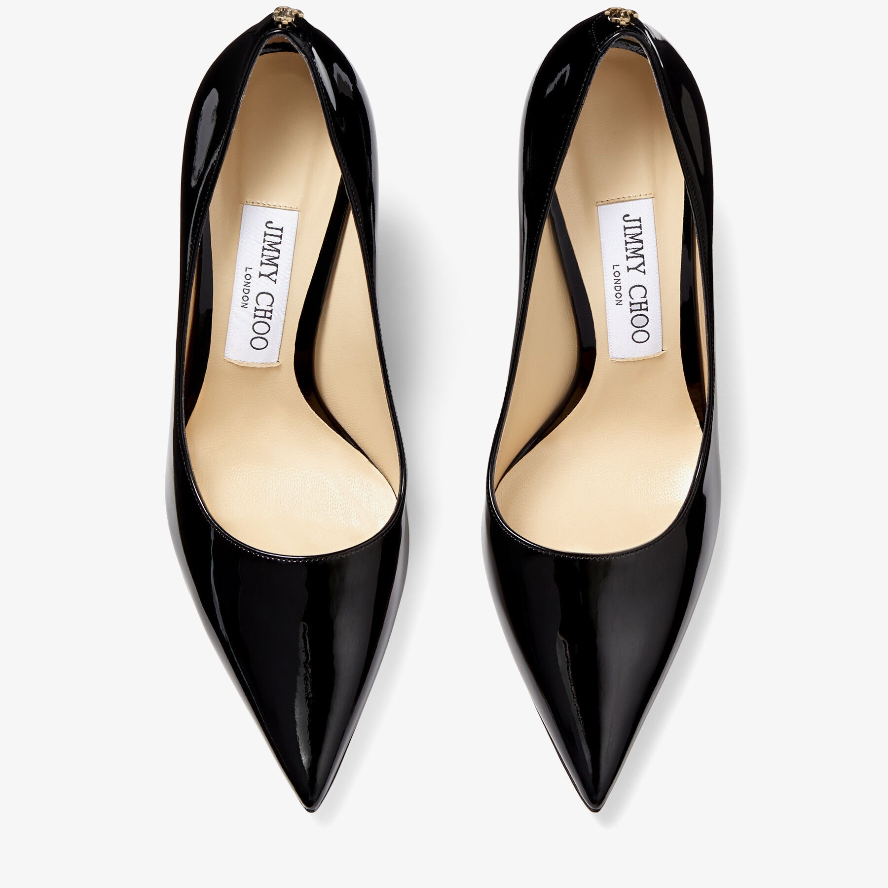 Love 100
Black Patent Leather Pointed-Toe Pumps with JC Emblem - 5