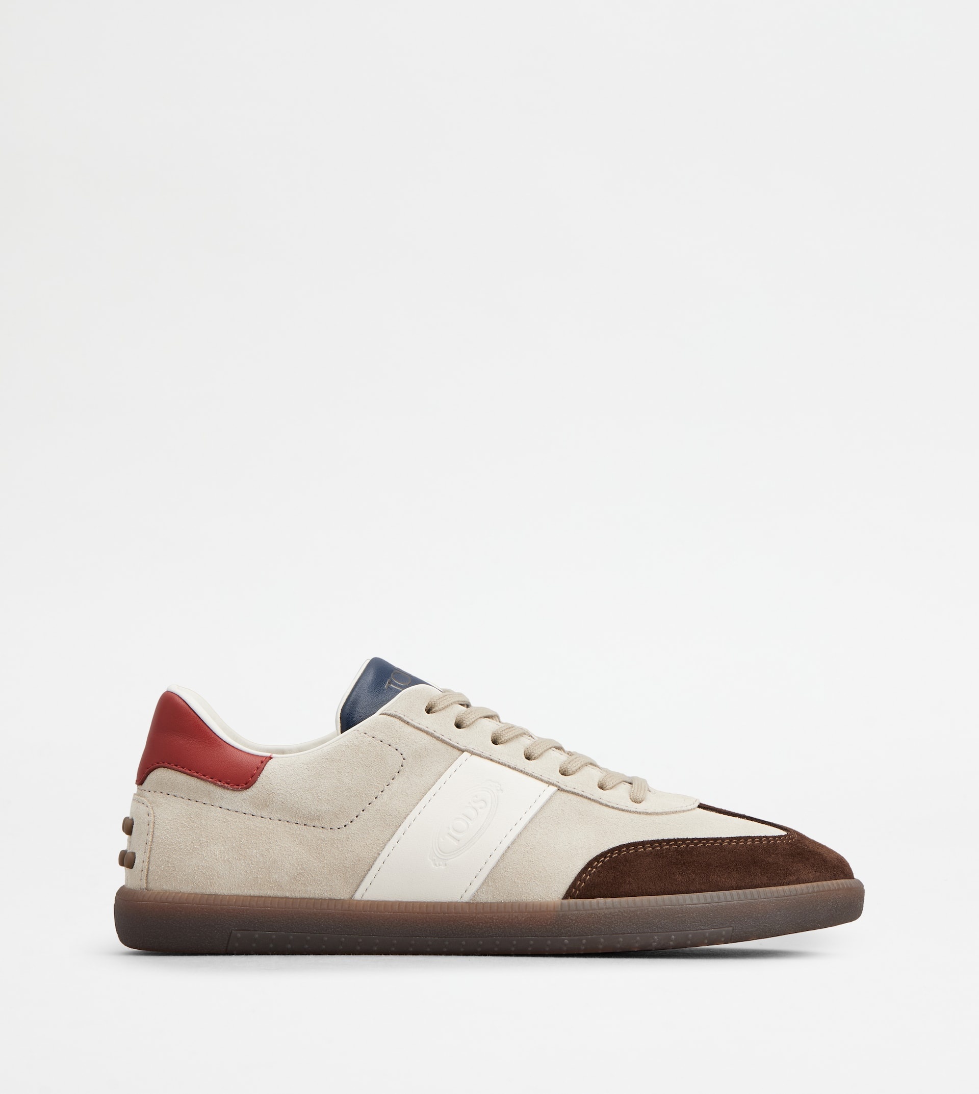 TOD'S TABS SNEAKERS IN SUEDE - BEIGE, WHITE, BROWN, RED - 1