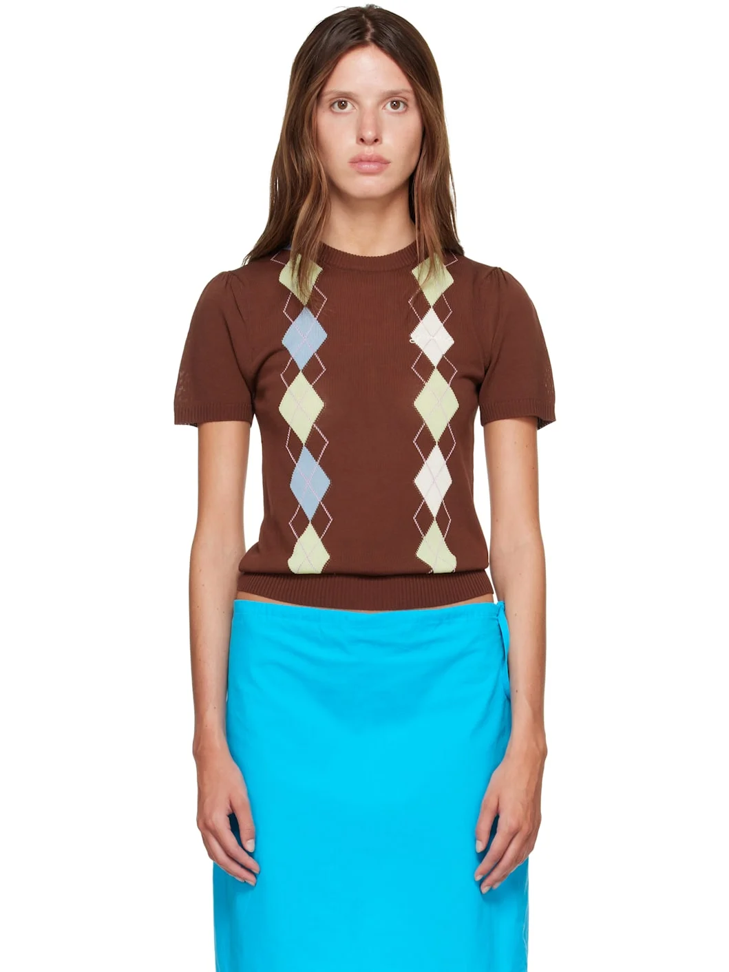 Brown Argyle T-shirt - 1