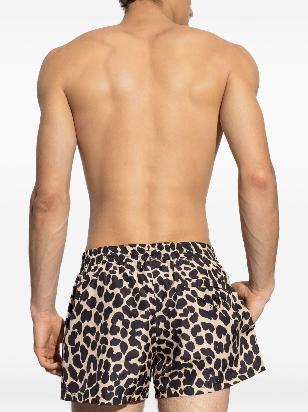 leopard-print drawstring swim shorts - 4