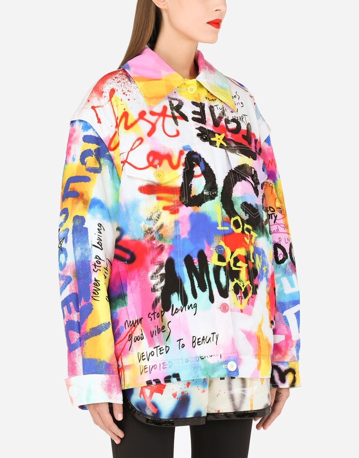 Nylon jacket with multi-colored graffiti print - 4