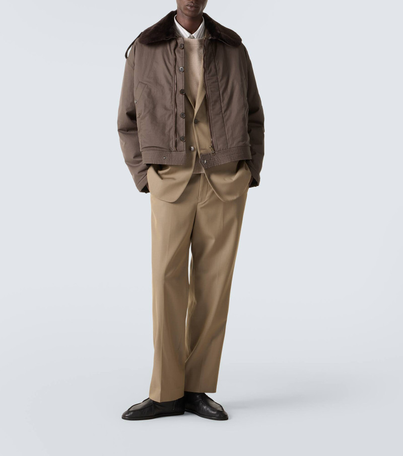 AURALEE Shearling-trimmed cotton gabardine jacket outlook