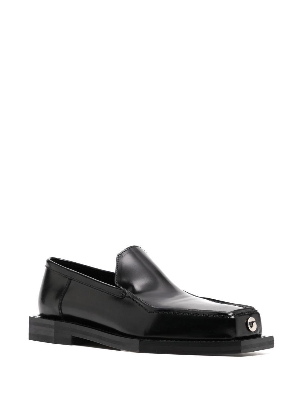 square-toe polished-finish loafer - 2