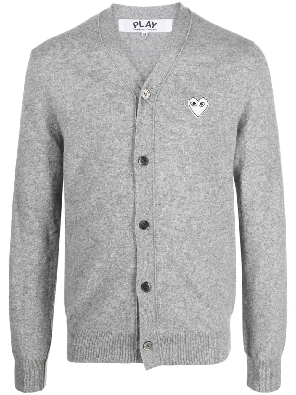 heart-patch mélange-effect wool cardigan - 1