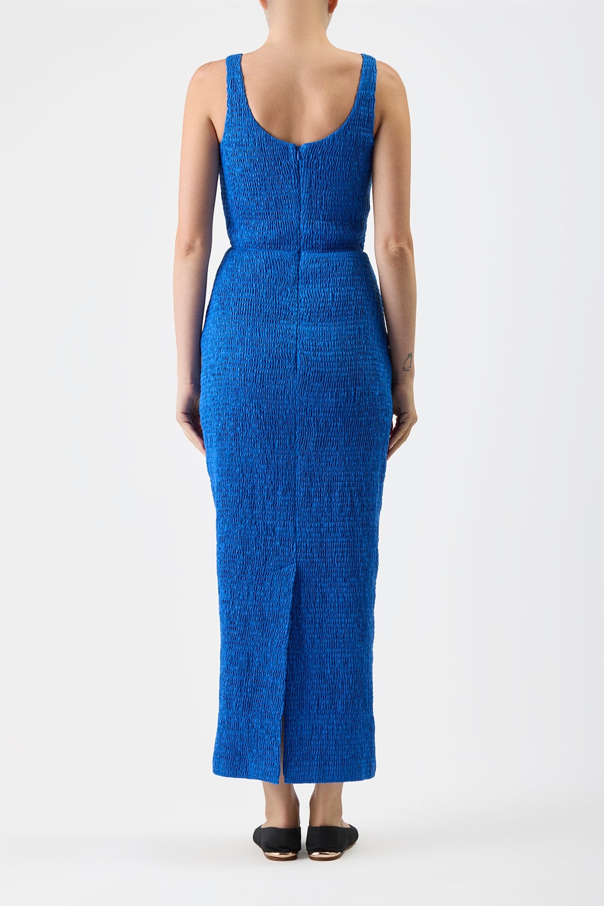 Girard Dress in Shirred Aloe Linen - 4