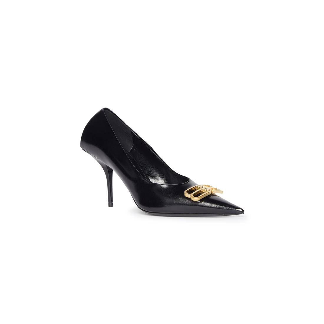 Balenciaga Square Knife Bb Logo-embellished Leather Pumps In Black