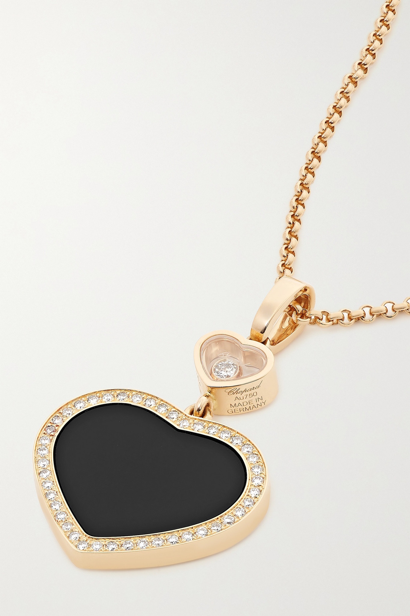 Happy Hearts 18-karat rose gold, onyx and diamond necklace - 4