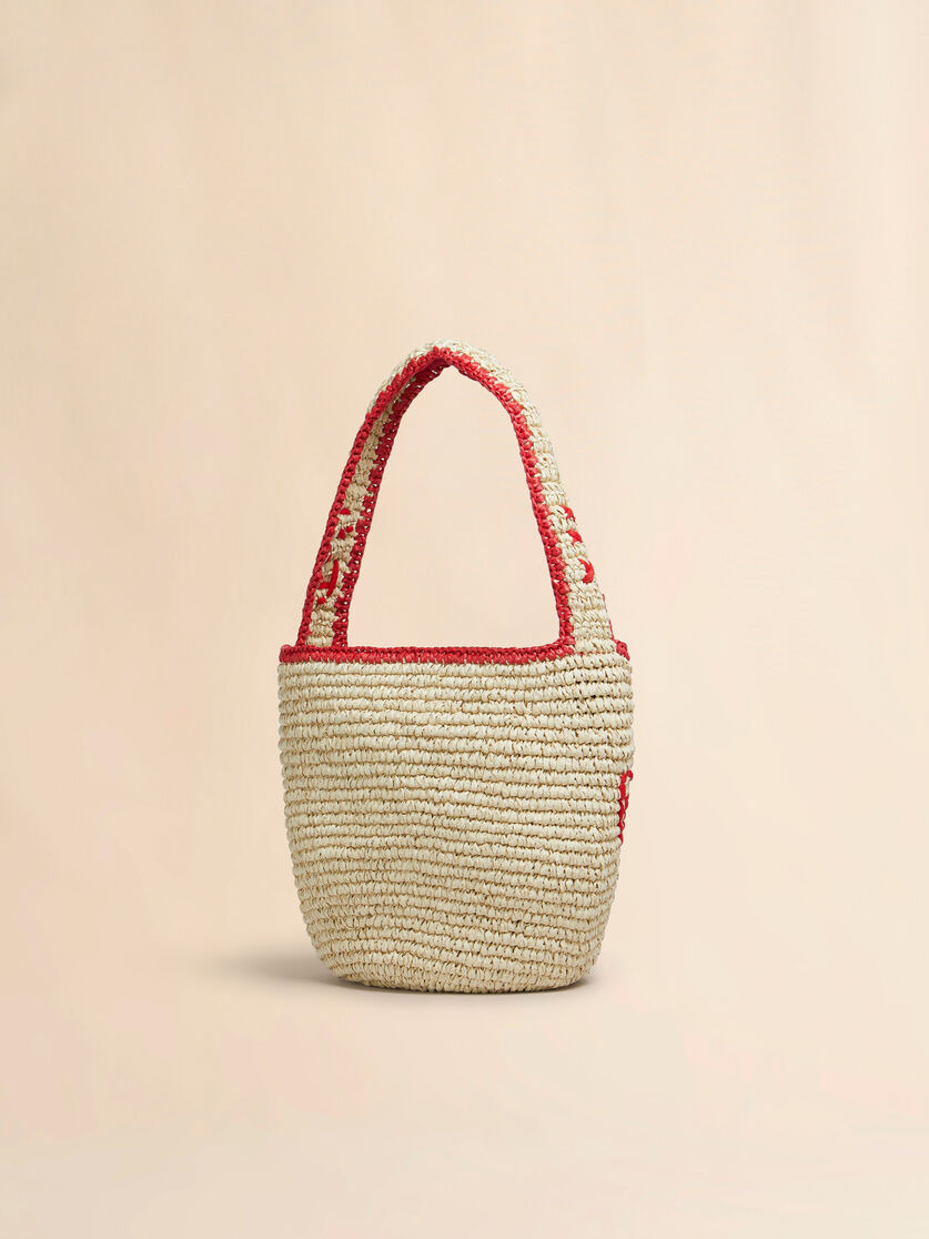 NATURAL RAFFIA AND RED NASSA SMALL HOBO BAG - 2