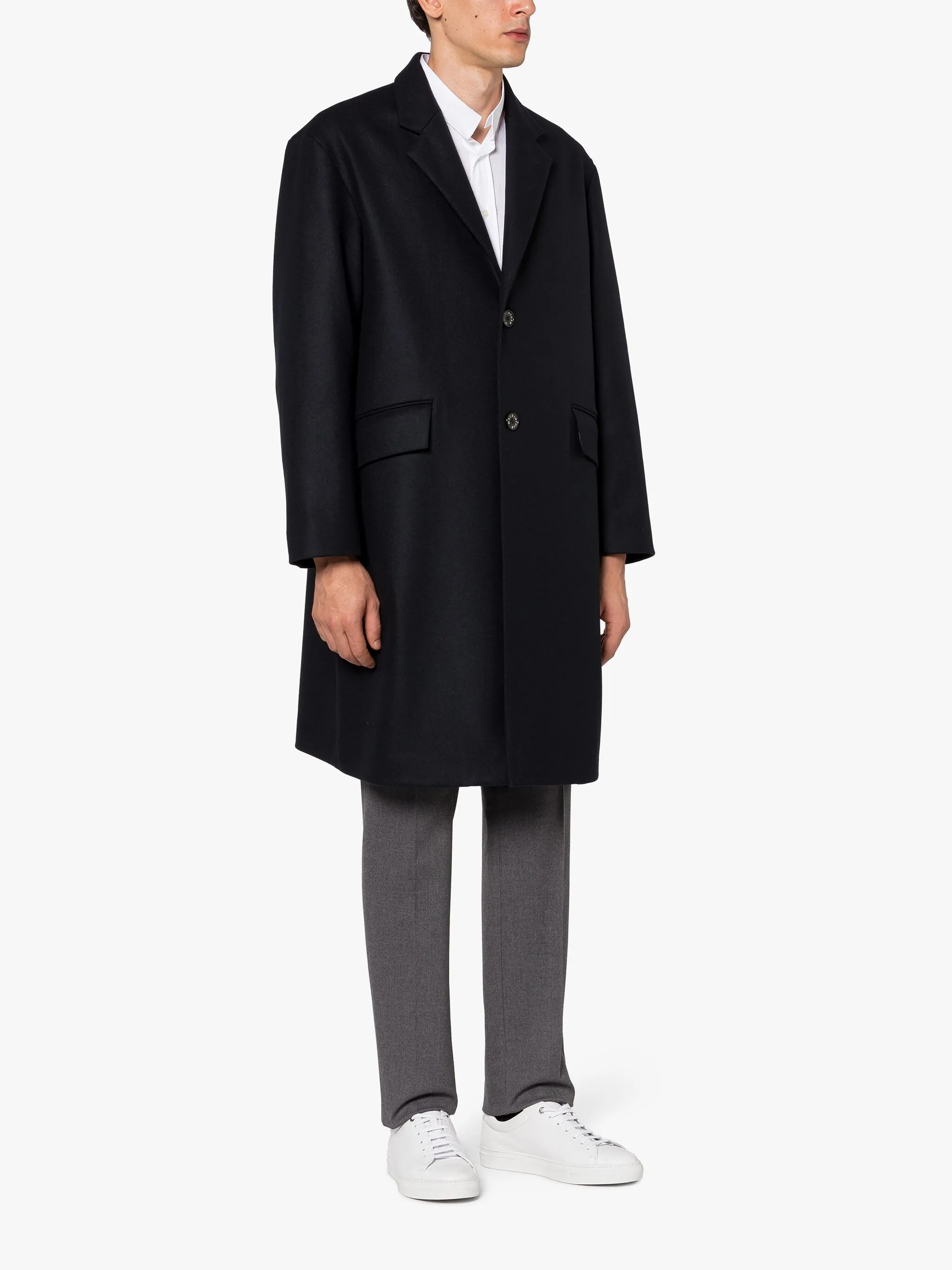 HUMBIE CHESTER NAVY WOOL OVERCOAT - 2