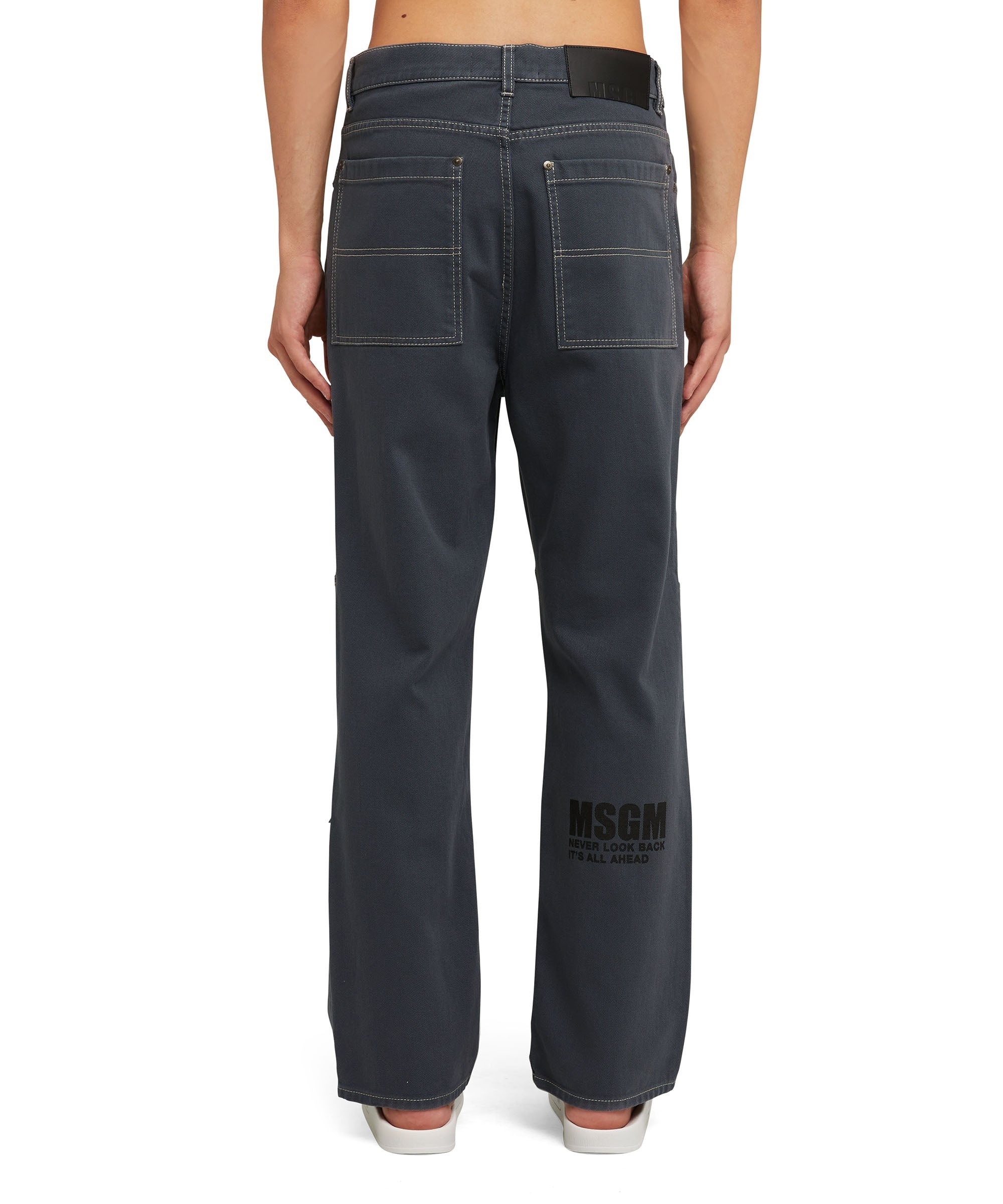 Bull cotton straight-leg jeans with logo and quote "never look back, it's all ahead" - 2