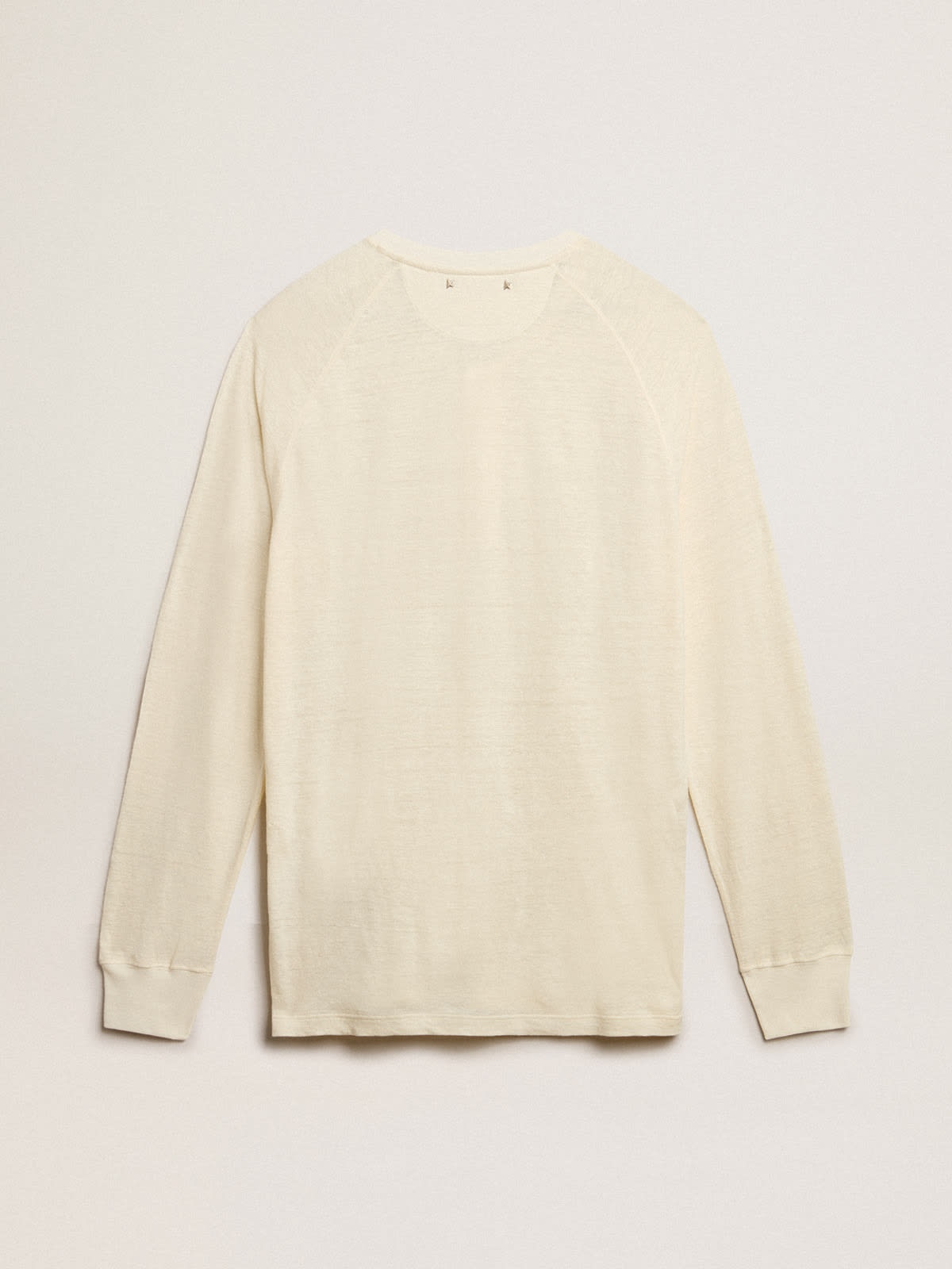 Men's long-sleeved T-shirt in panama-colored linen - 6