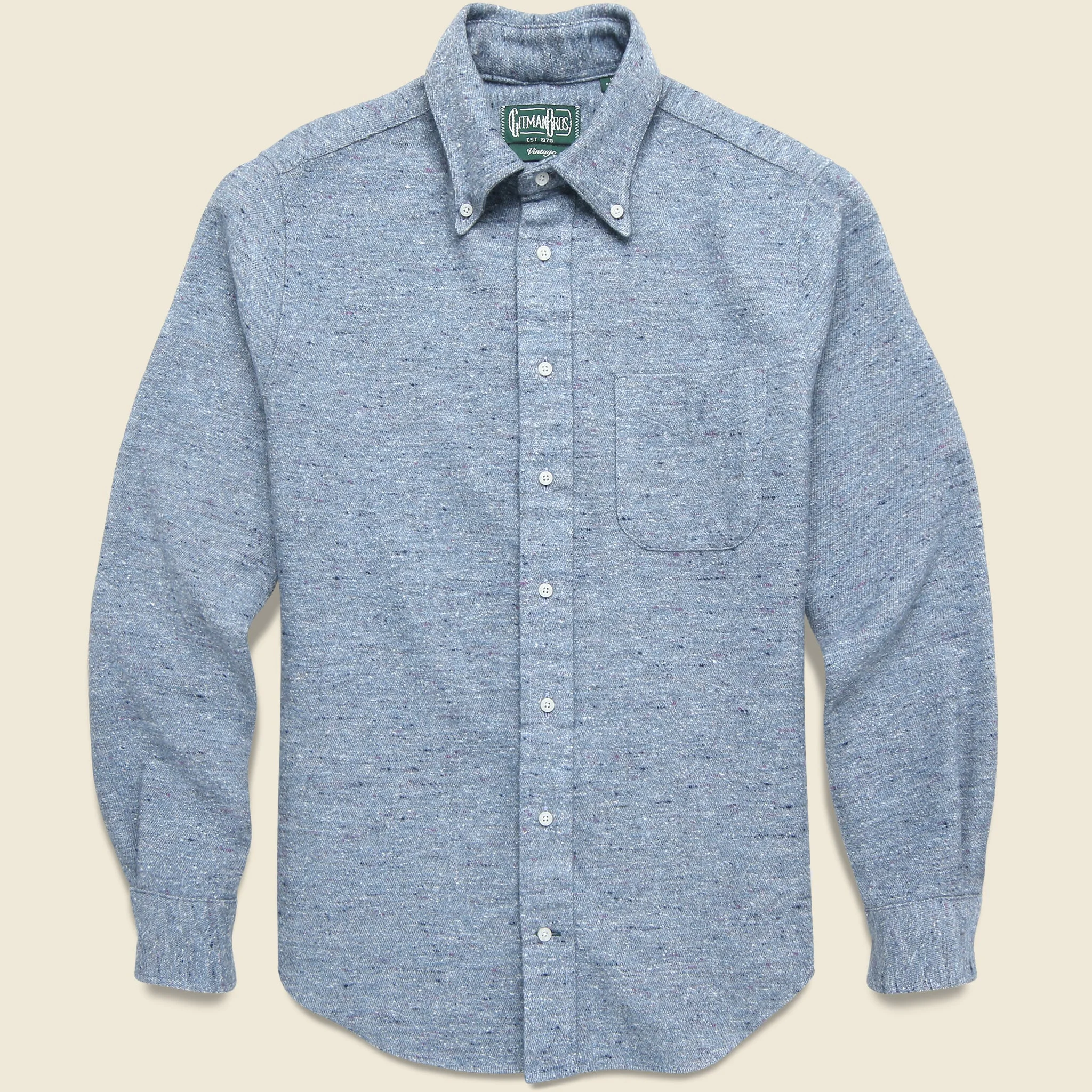 Nepped Chambray Shirt - Blue - 1