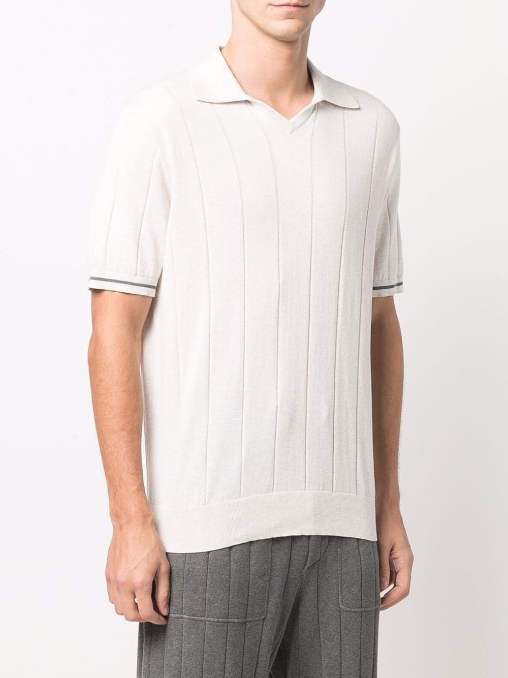 ribbed-knit polo shirt - 3