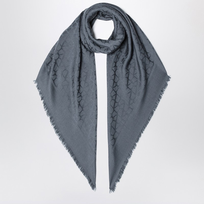 Stone grey stole Toile Iconographe in wool and silk - 1