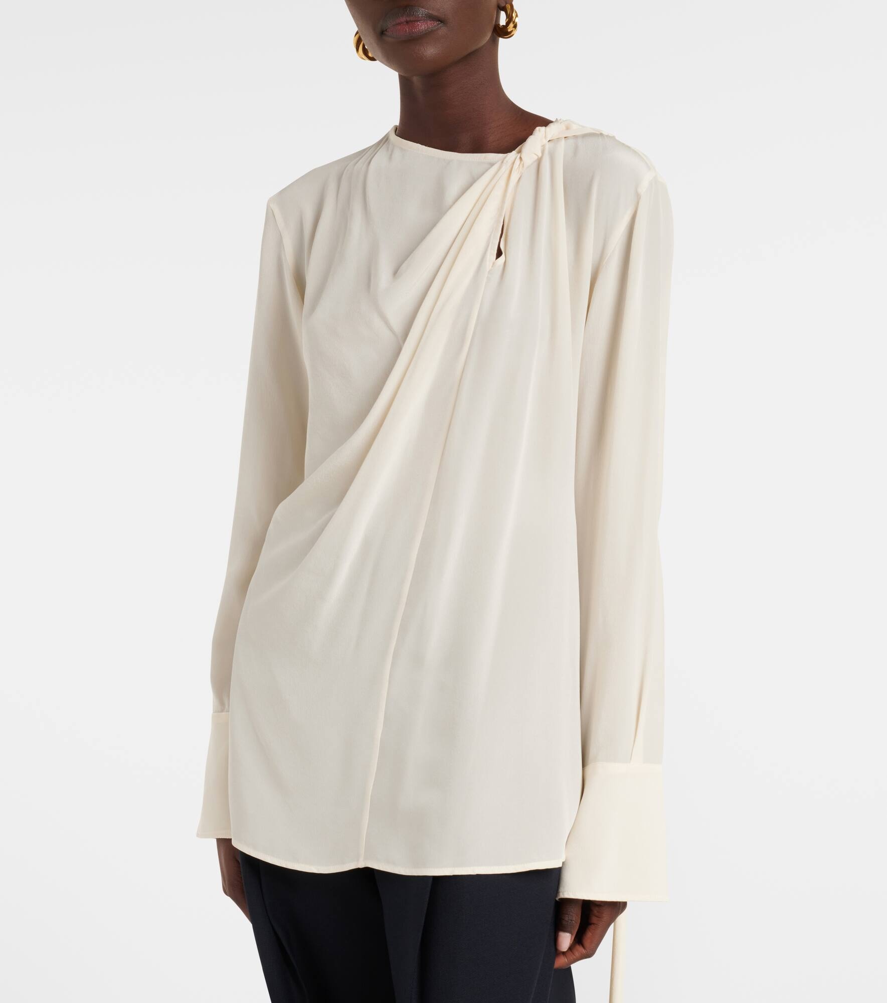 Scarf-detail silk blouse - 6