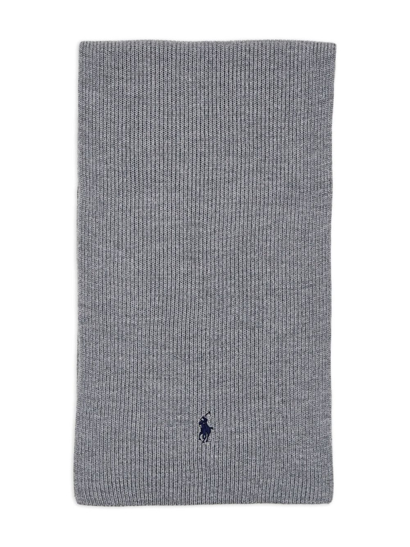 ribbed logo-embroidered wool scarf 1