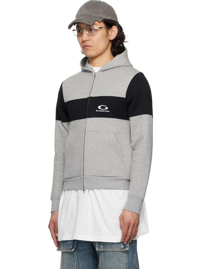 BALENCIAGA Gray & Black Technical Jersey Hoodie outlook
