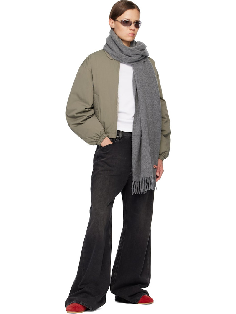 Acne Studios Gray Narrow Fringe Wool Scarf outlook