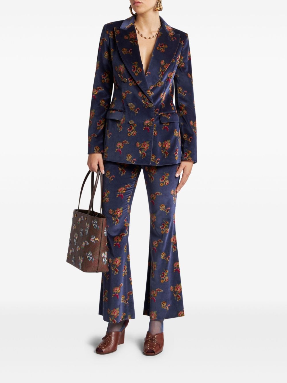 floral velvet blazer - 2