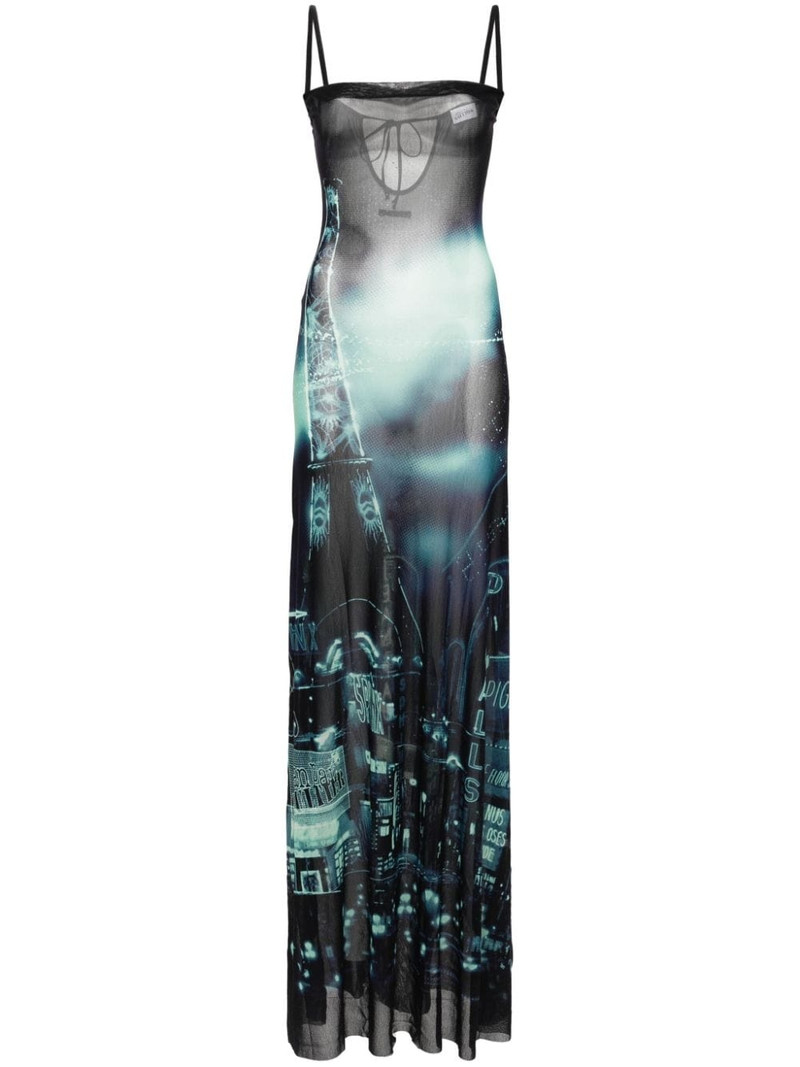 Pigalle-print mesh maxi dress 1