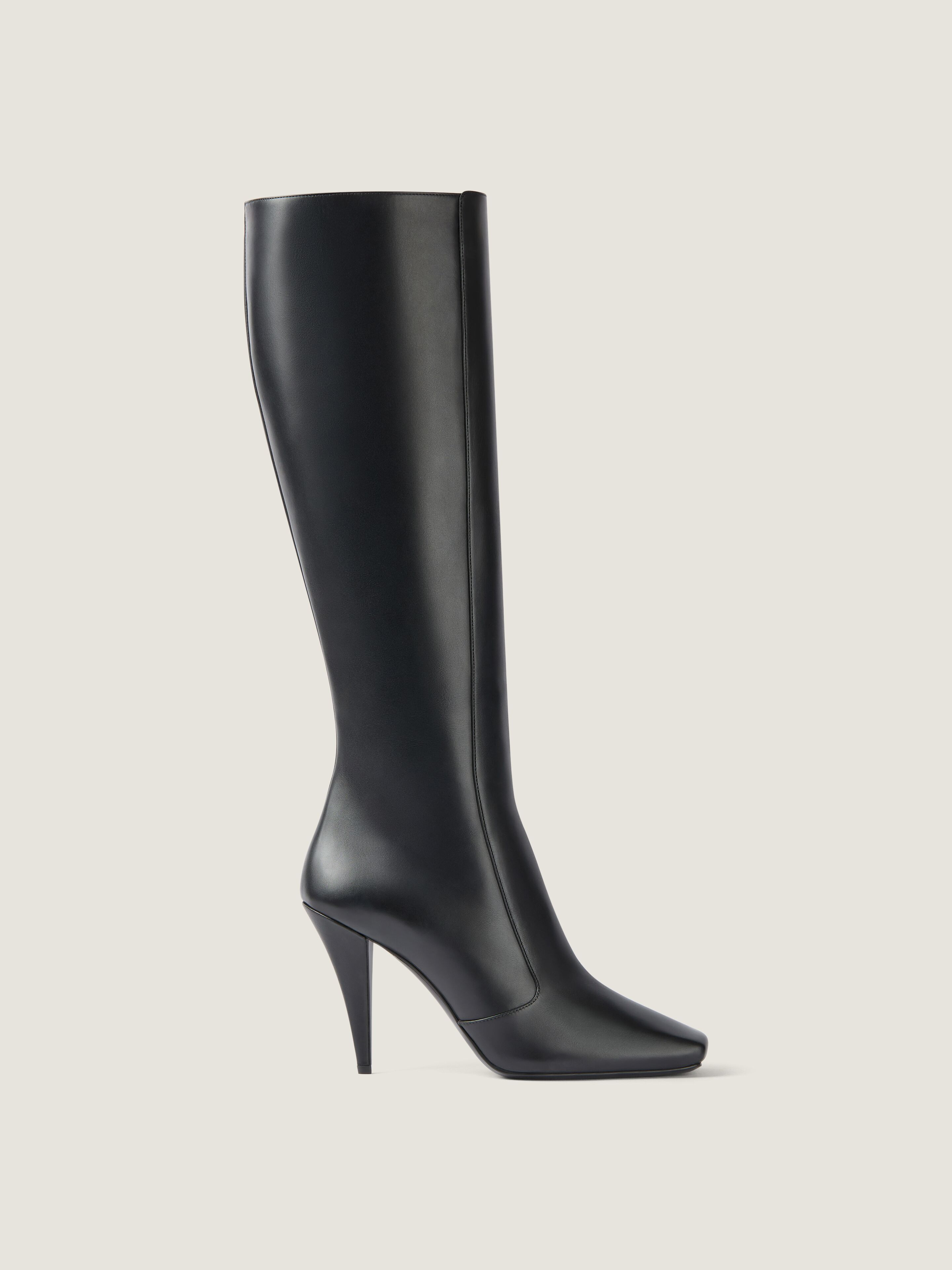 SLICED SQUARE BOOTS IN SHINY LEATHER - 3