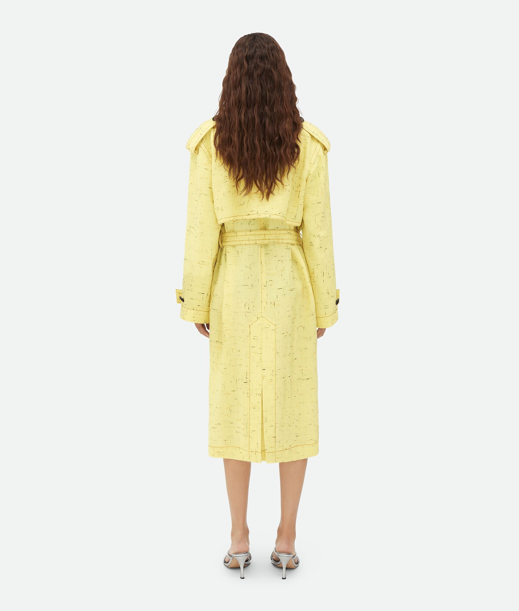 Textured Criss-Cross Viscose Silk Trench - 3